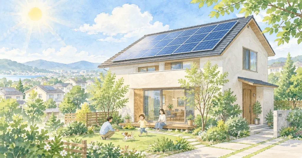 太陽光発電の家と家族の休日