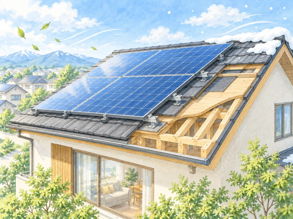 陽光パネル付き屋根の断面図